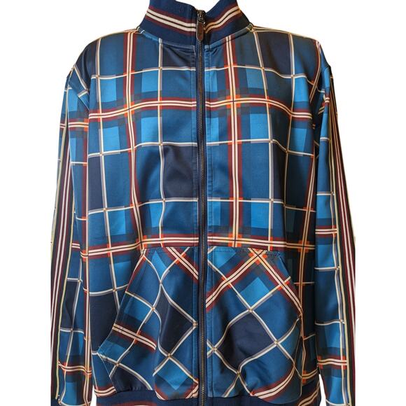 Stacy Adams Jacket Men XXL Blue Plaid Lightweight Track Full Zip Streetwear Bold - Picture 10 of 16